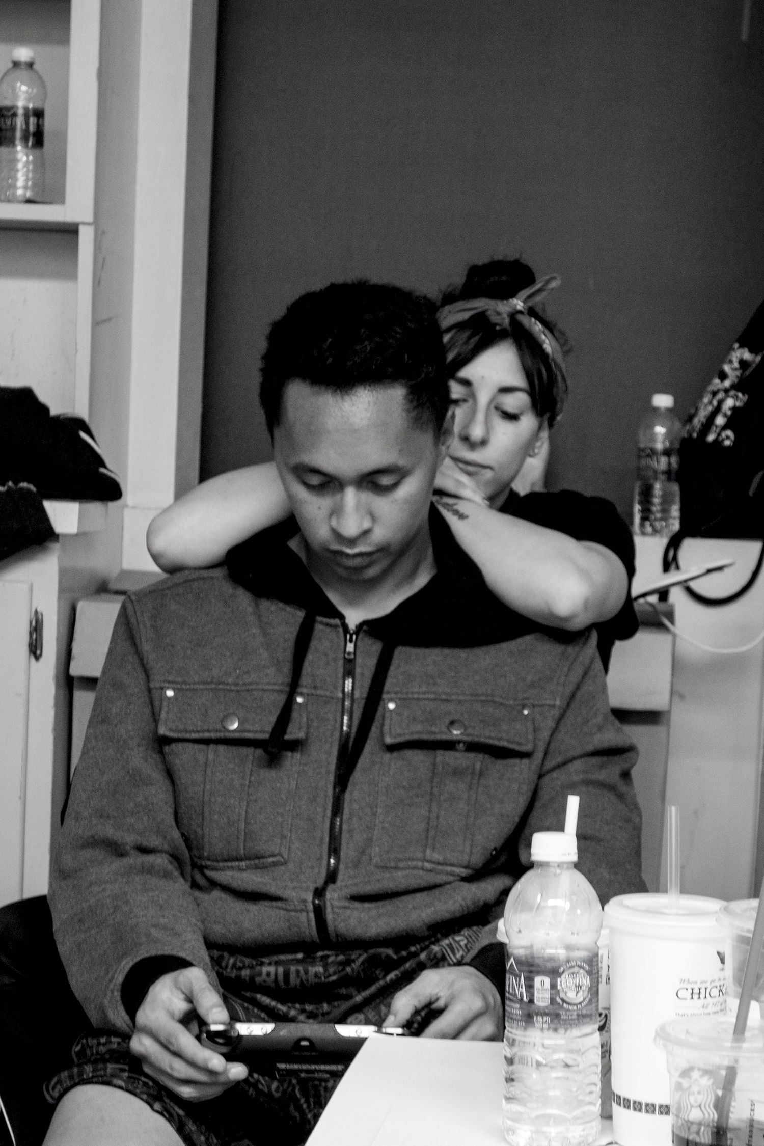SHORTY ROCC AND ARIS . SHORTY ISN'T IN THE VIDEO BUT FOR SOME REASON , SHE SNEAKED INTO A BUNCH OF MY PHOTOS . SNEAKY SNEAKERS . 