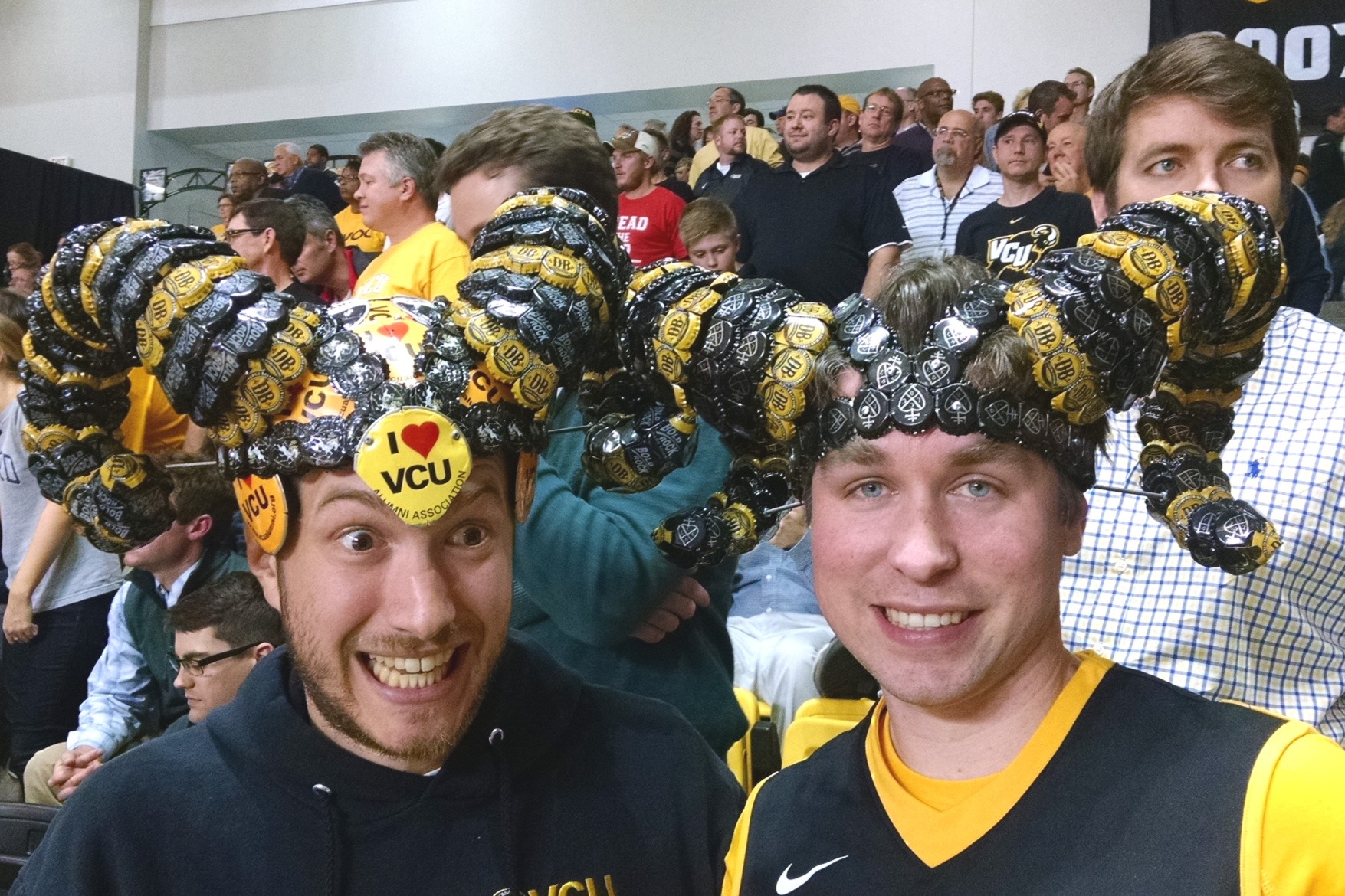  My friend, Steven, and me at a VCU Rams basketball game. 