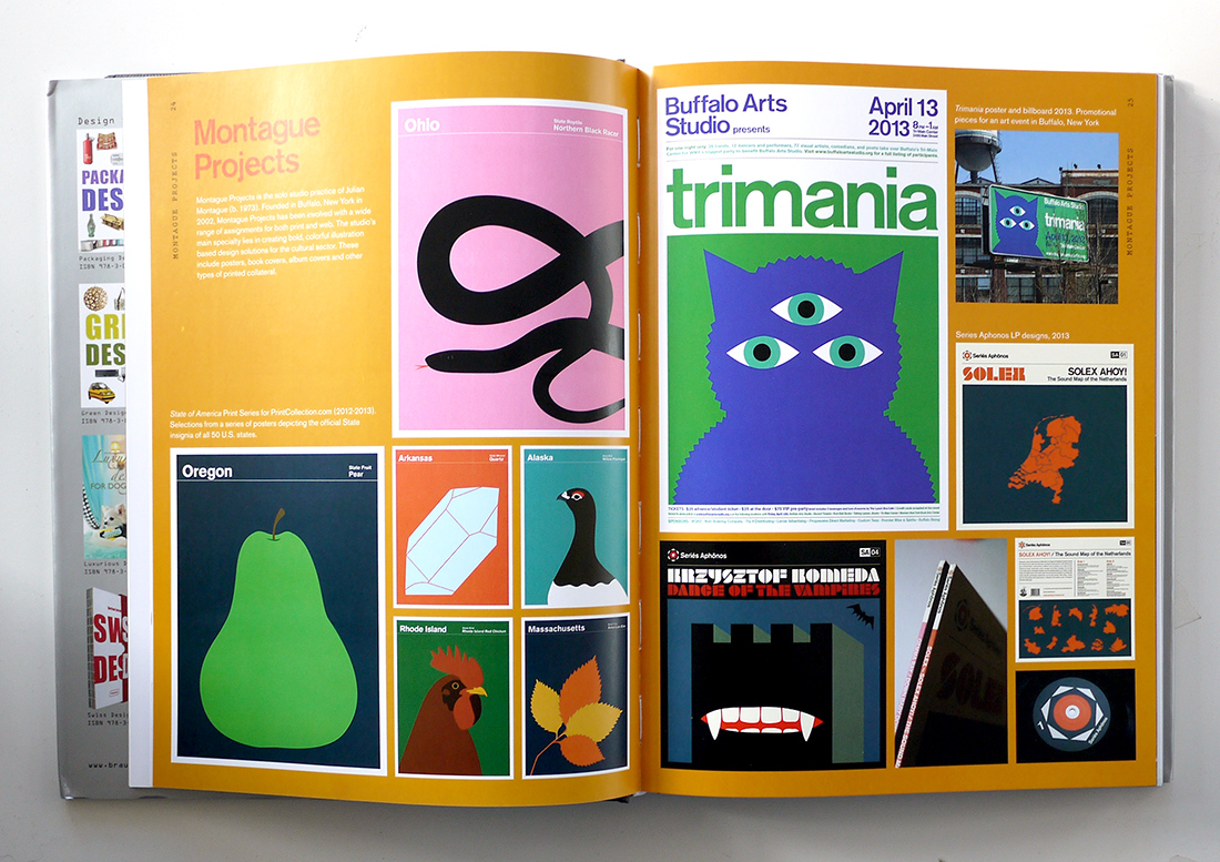 A spread from Graphic Design 100x, Braun Publishing, 2014