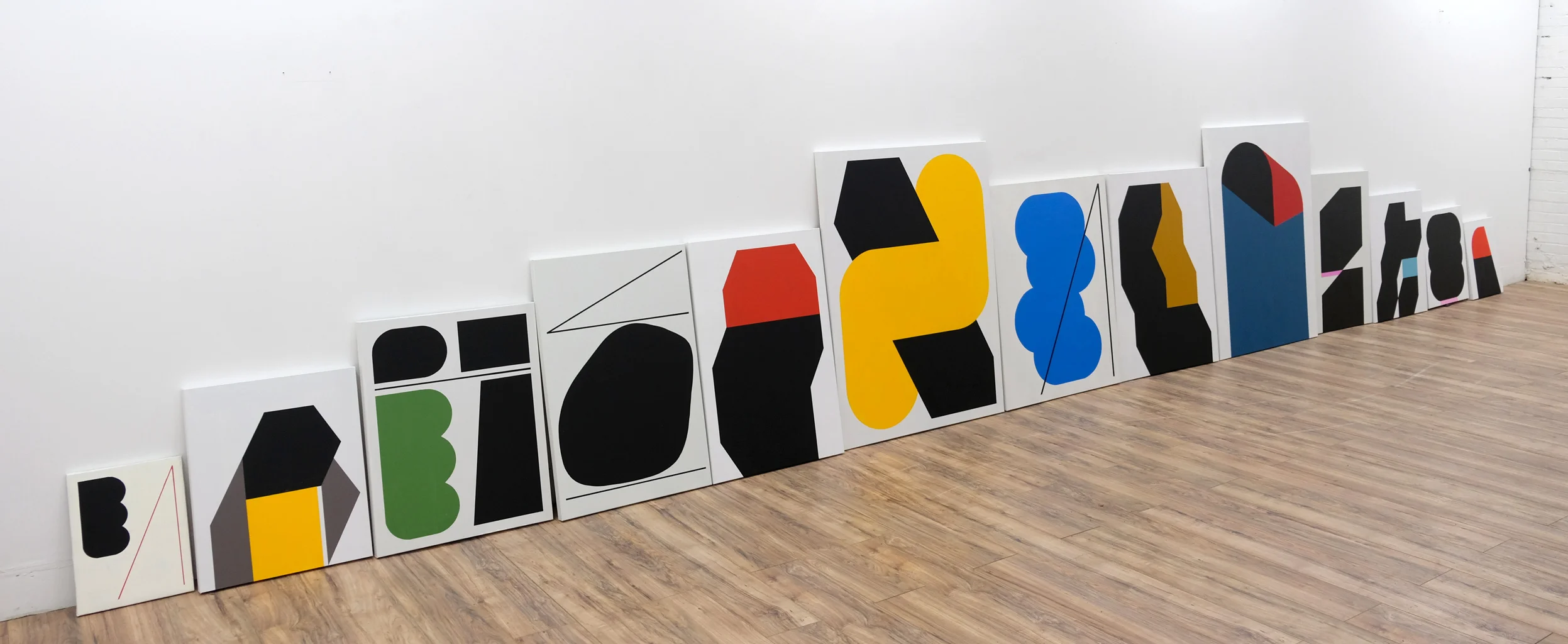 De-installation shot from Semi-Fictions: Recent Painting by Julian Montague at Anna Kaplan Contemporary, January 12—February 15, 2019
