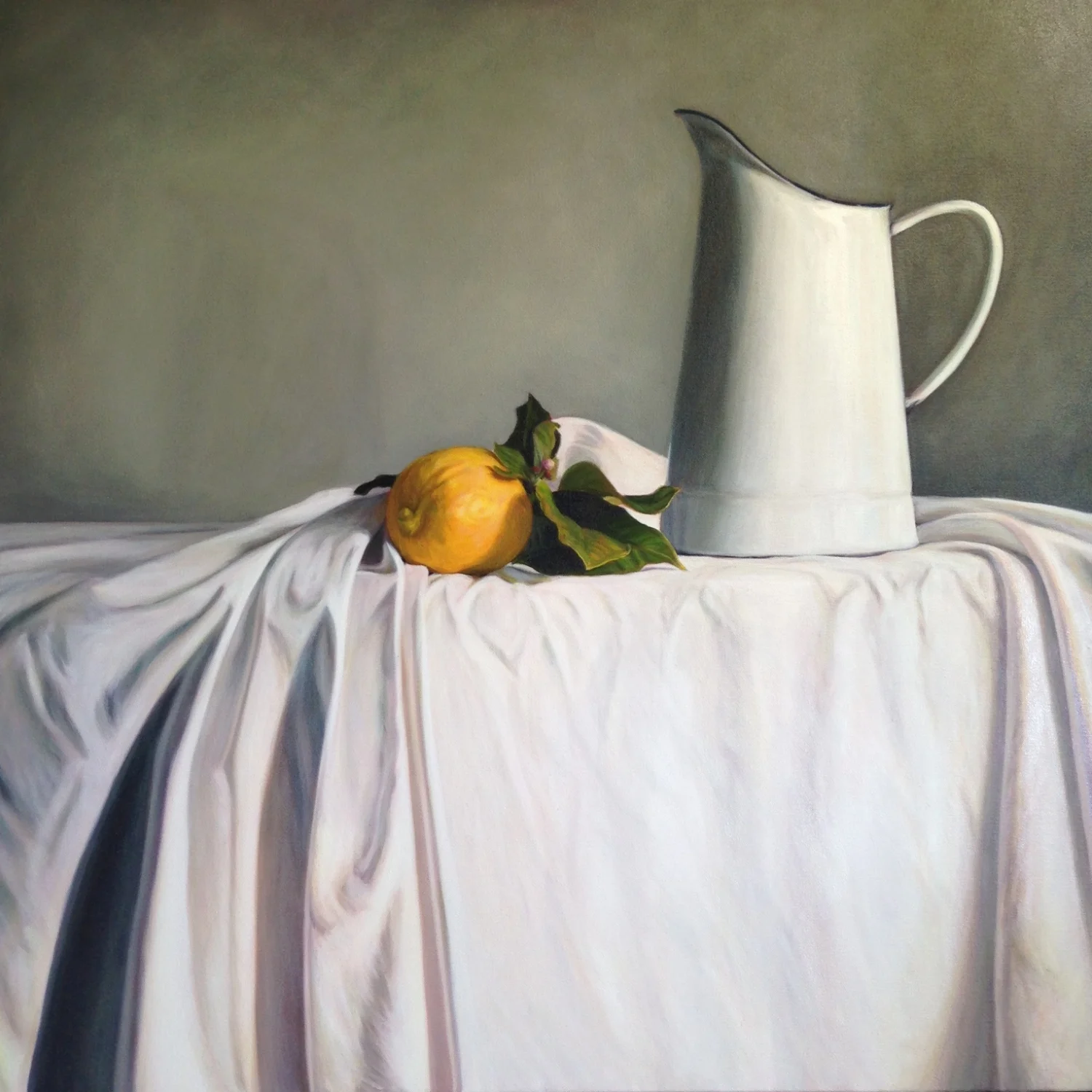 White Jug and Lemon Oil on Canvas, 84 x 84 cm