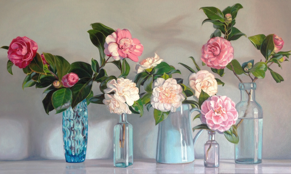 Still Life with Camellias Oil on Canvas, 61cm x 101cm