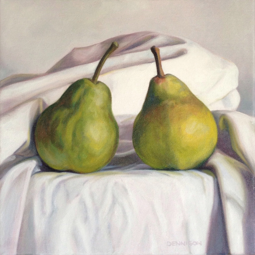 Green Pears Oil on Canvas, 30cm x 30cm