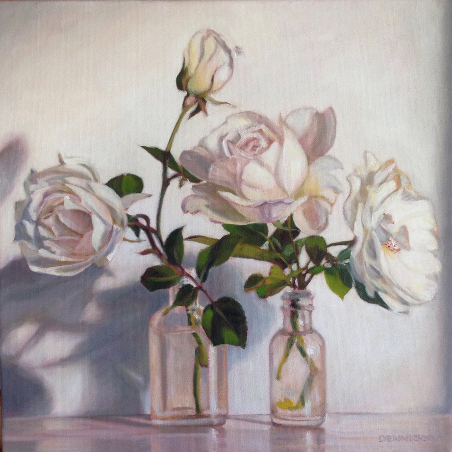 White Roses Oil on Canvas, 35cm x 35cm