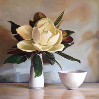 Magnolia with a White Bowl Oil on Canvas, 51cm x 51cm