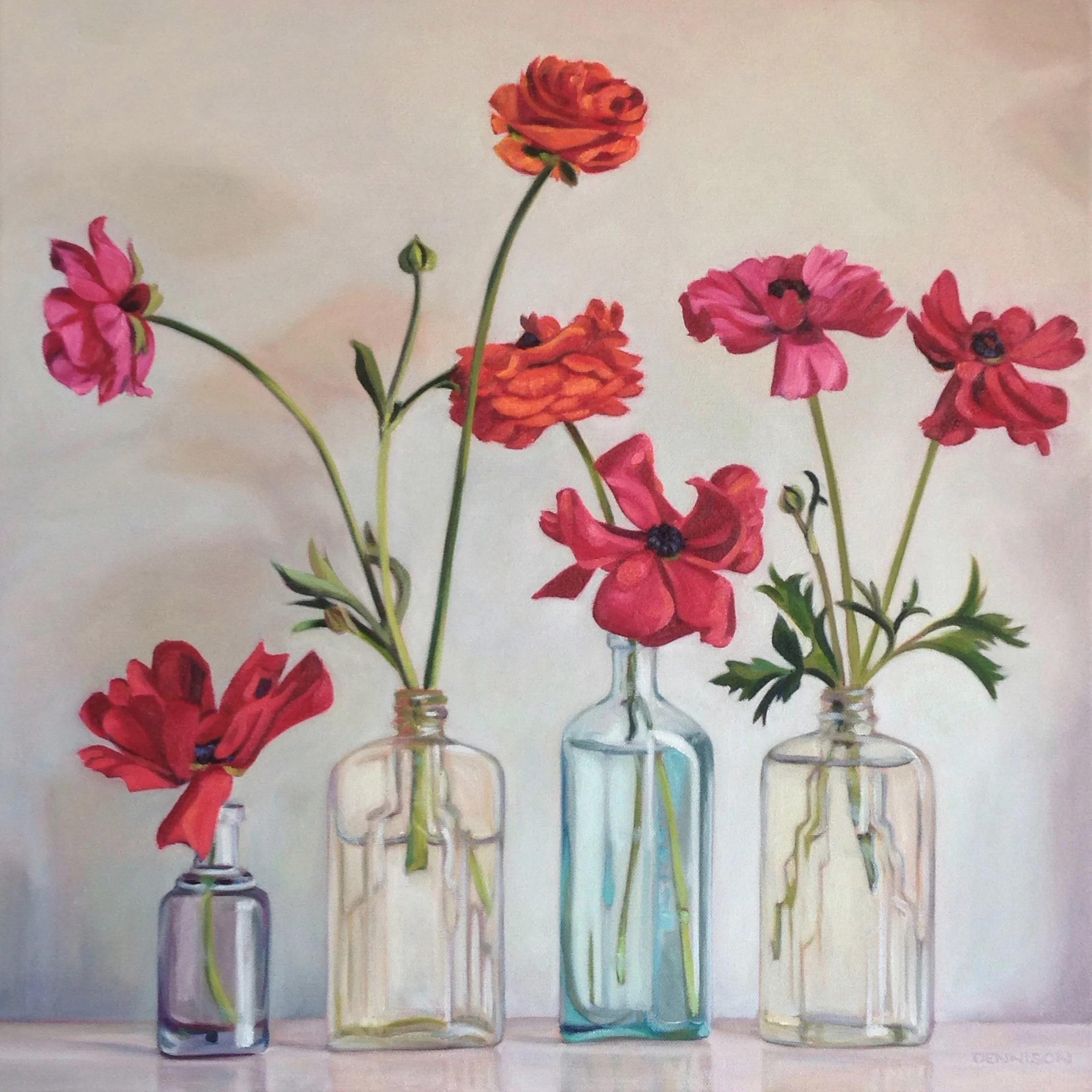 Ranunculi from Lila   Oil on Canvas, 51cm x 51cm