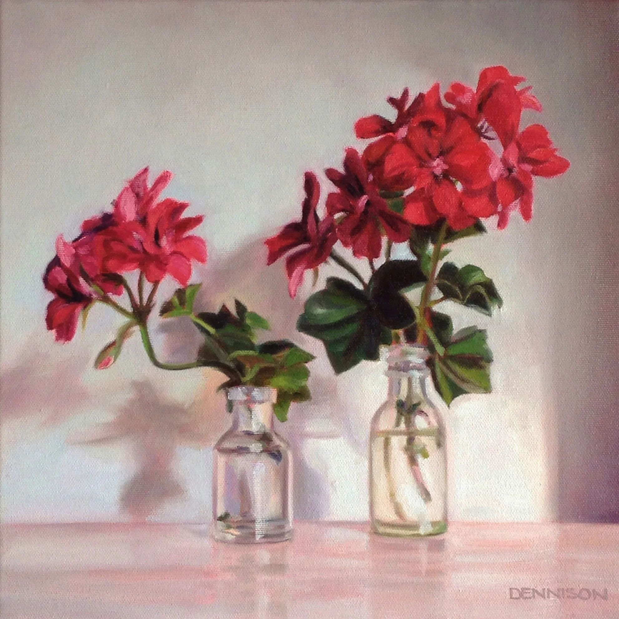 Lila's Pelargoniums   Oil on Canvas, 30cm x 30cm