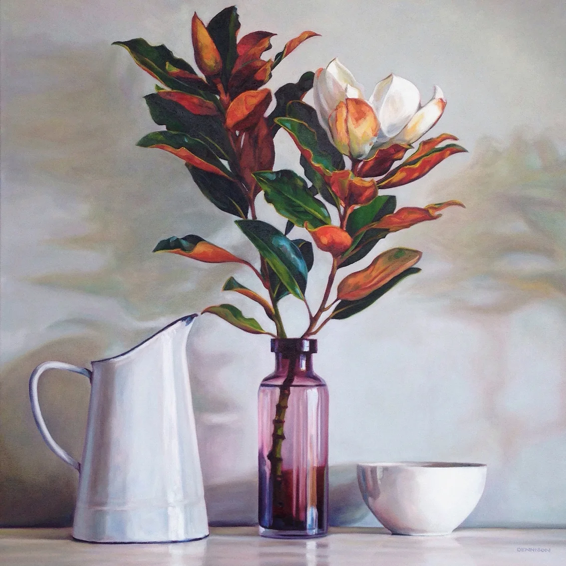 Still Life with White Enamel Jug   Oil on Canvas, 61cm x 61cm