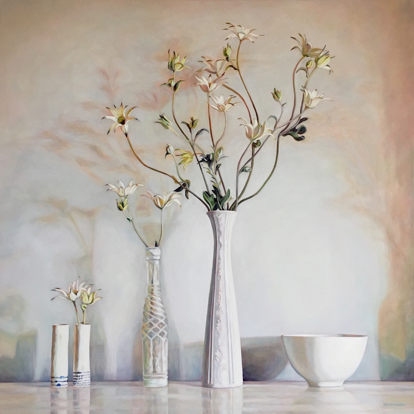 Flannel Flower Still LifeOil on Linen, 100cm x 100cm