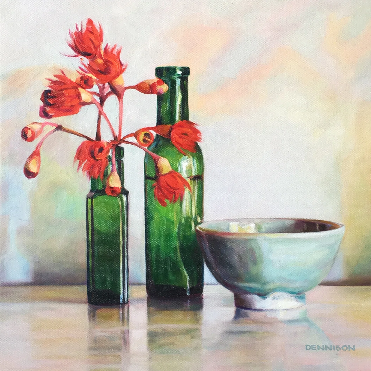 Red Flowering Gum Blossom   Oil on Canvas, 35cm x 35cm
