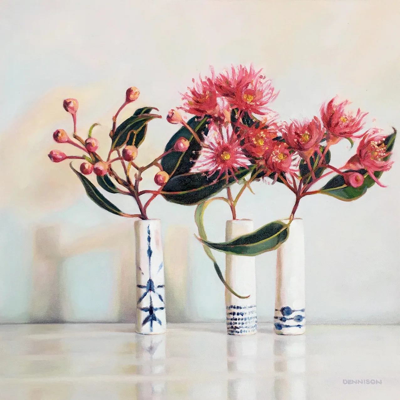 Pink Flowering Gum Blossom   Oil on Canvas, 41cm x 41cm