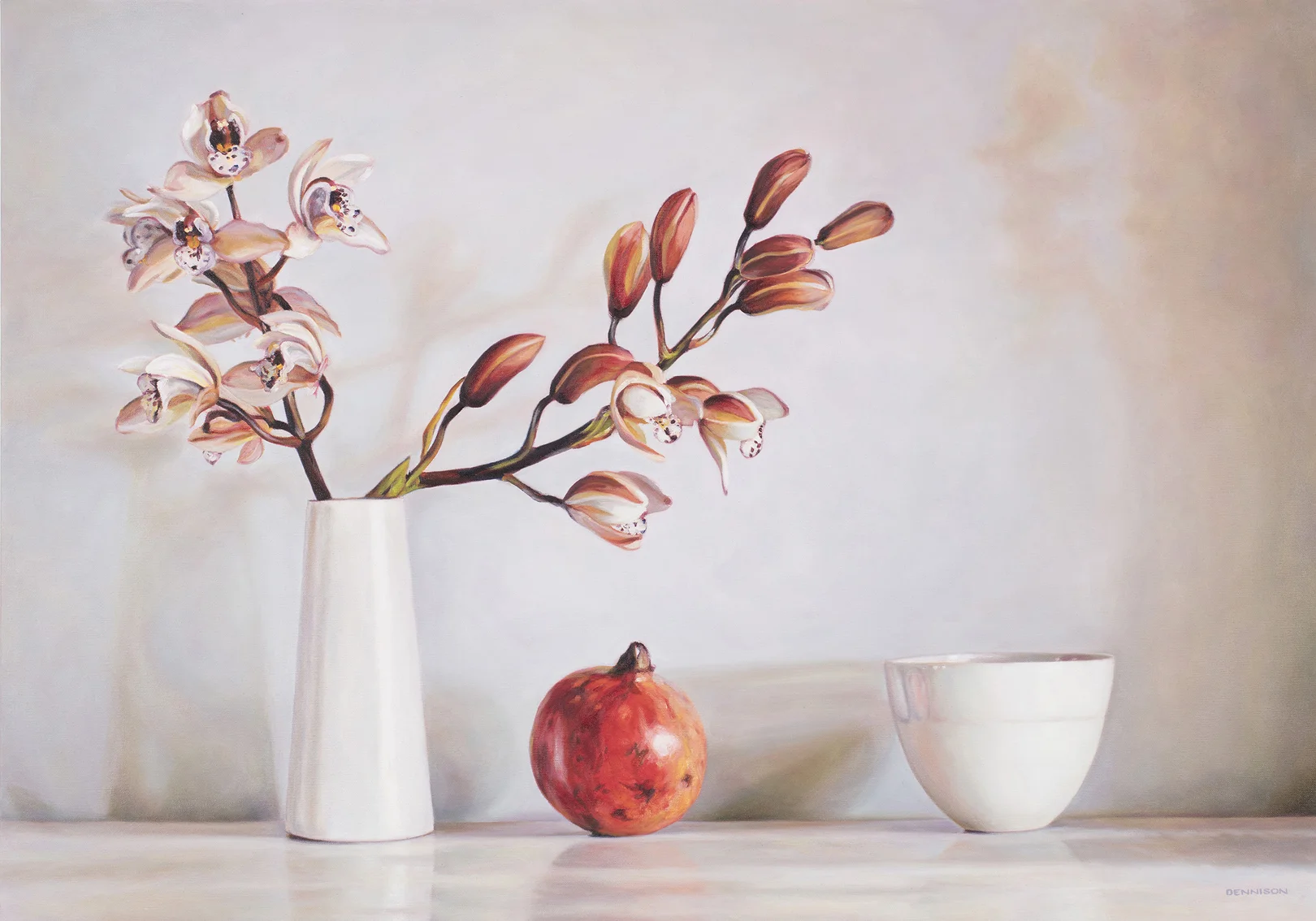 Orchids and PomegranateOil on Canvas, 70cm x 100cm