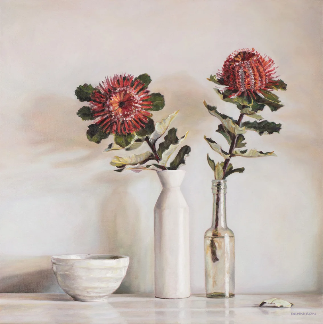 Still Life with Banksia Coccinea Oil on Canvas, 60cm x 60cm