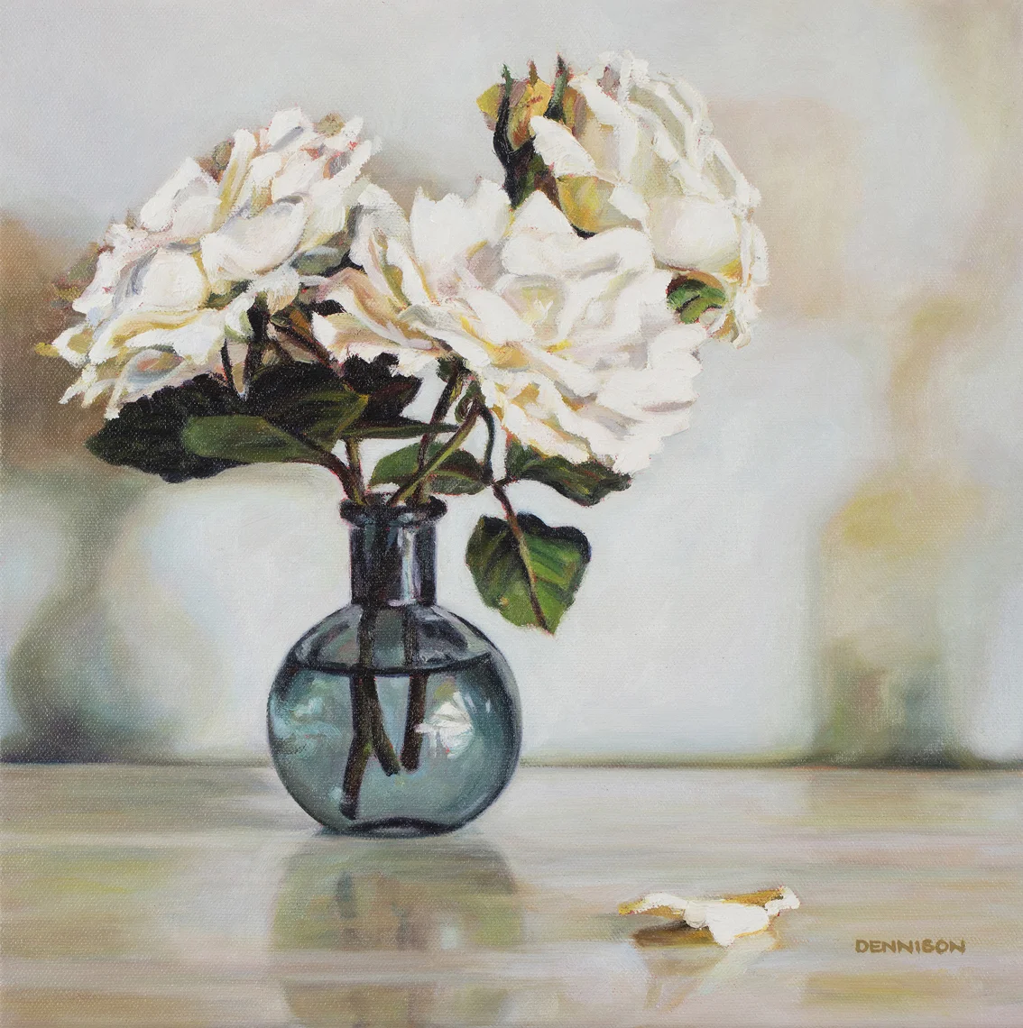 White Roses from the GardenOil on Canvas, 36cm x 36cm
