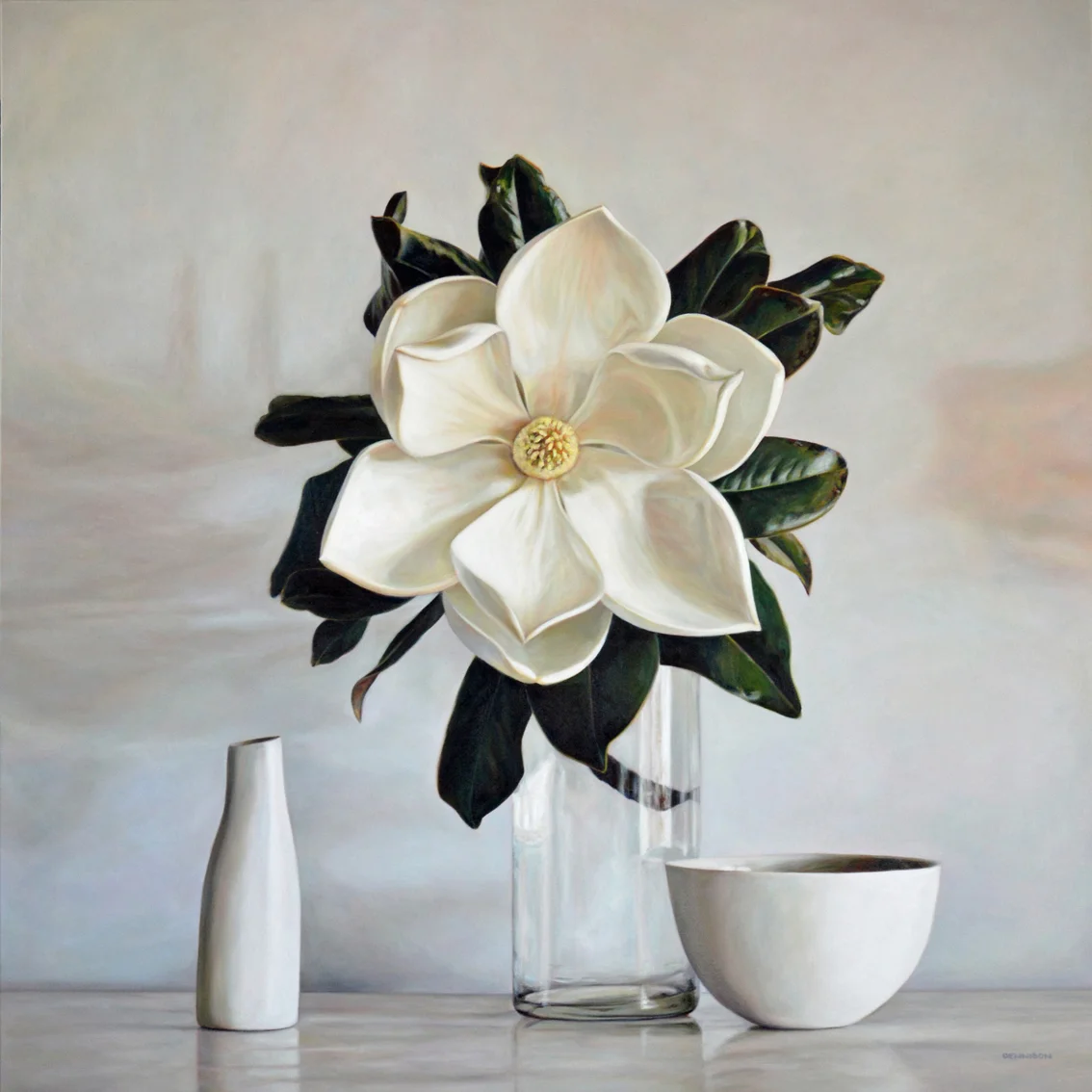 Magnolia Still Life Oil on Canvas, 100cm x 100cm