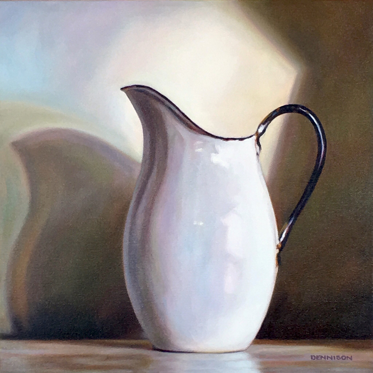 White Enamel Jug Oil on Canvas, 35.5cm x 35.5cm