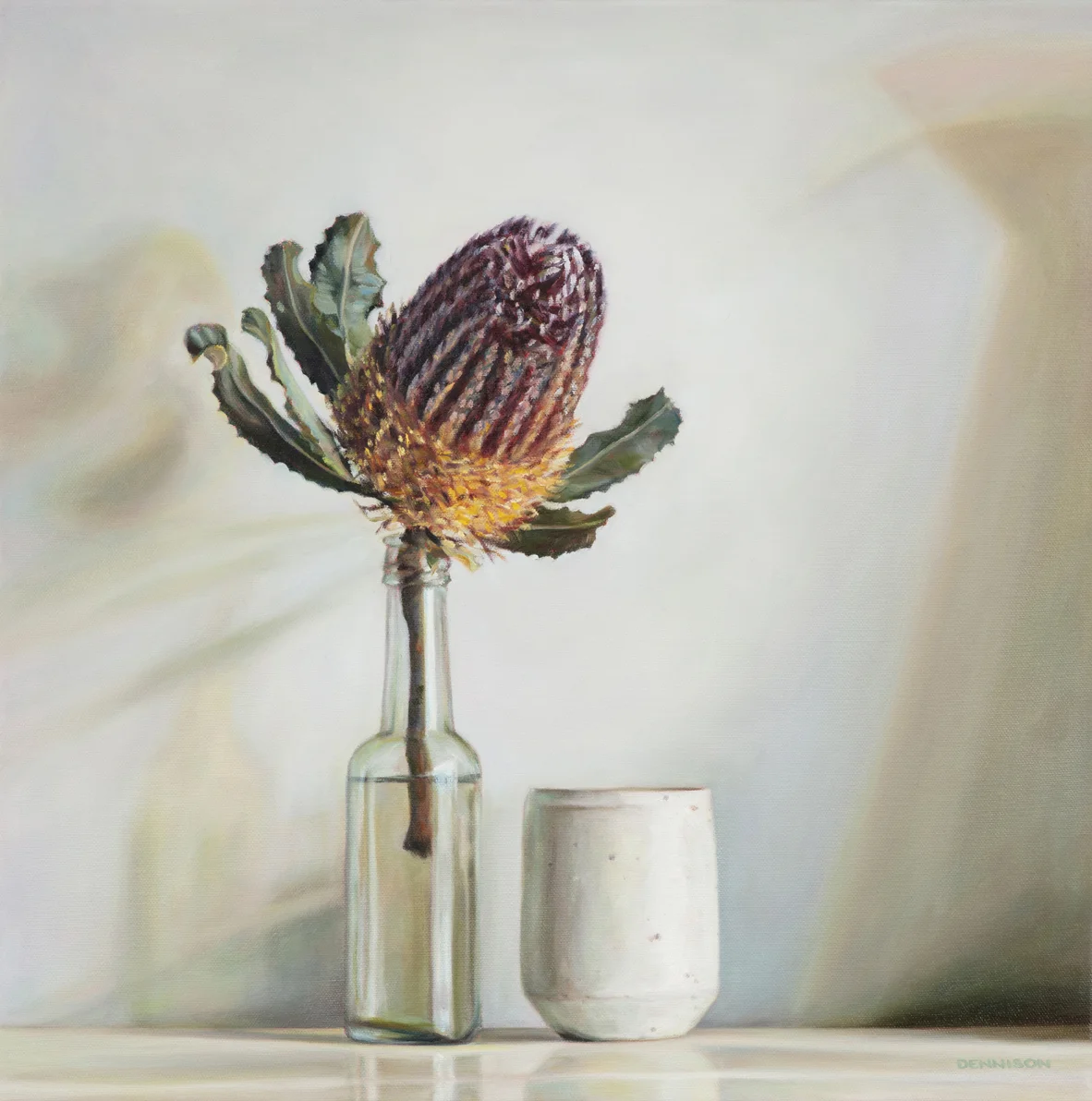 Autumn Light and Banksia   Oil on Canvas, 50 x 50cm