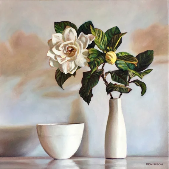 Gardenia Still Life   Oil on Canvas, 41 x 41cm