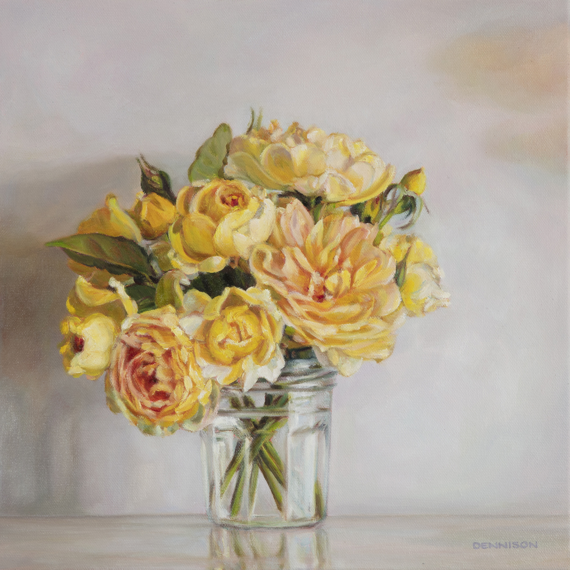 The Yellow Roses we brought from Stoneville Oil on Canvas, 35 x 35cm, $1100