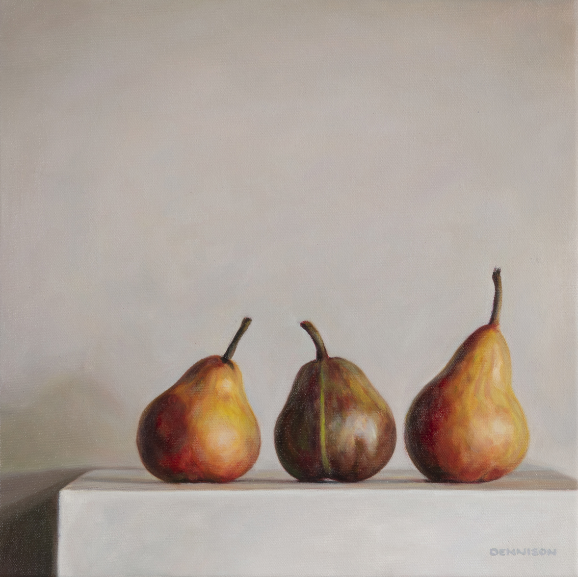 Three Pears and a Stripe Oil on Canvas, 35 x 35cm, $1100