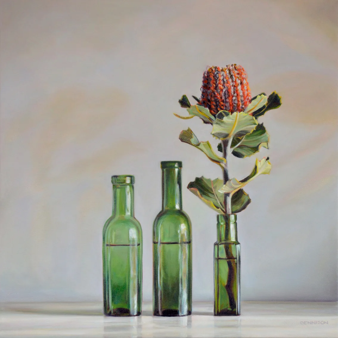 Banksia Coccinea Oil on Canvas, 50 x 50cm