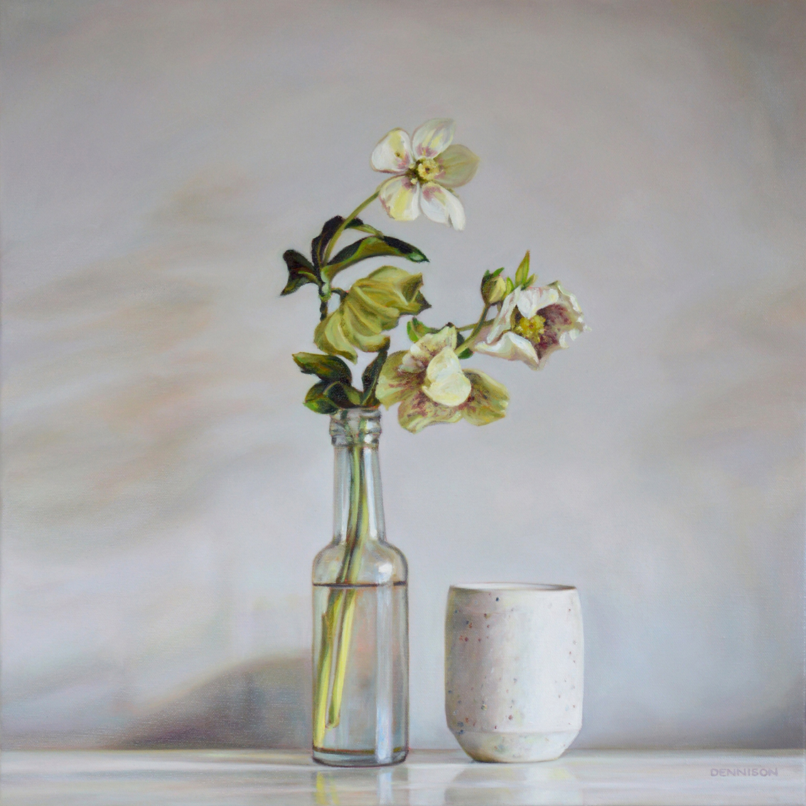 Hellebores Oil on Canvas, 50 x 50cm