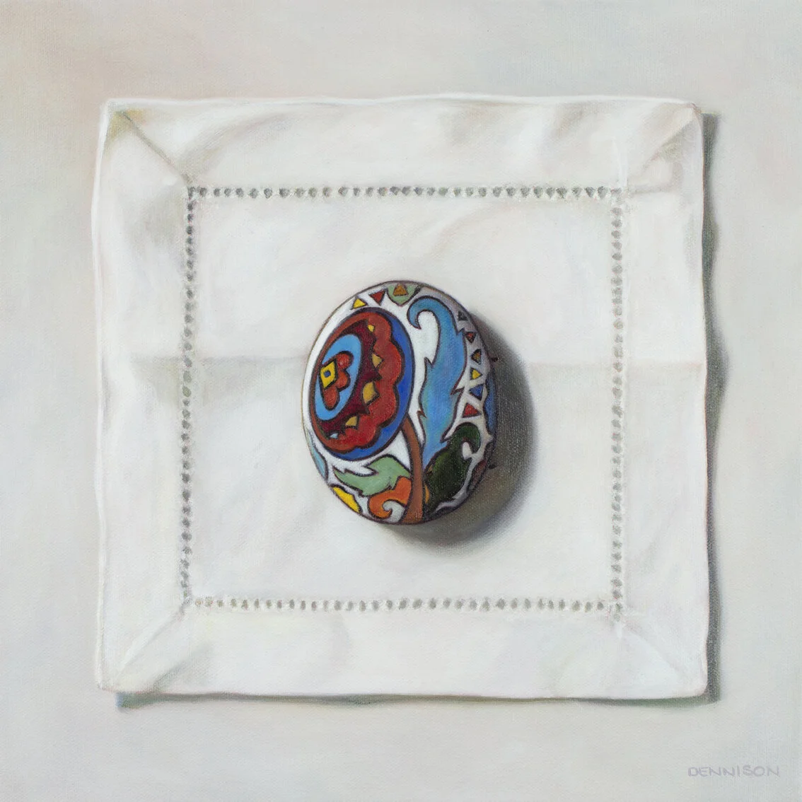 Ga’s Brooch   Oil on Canvas, framed, 35 x 35cm, $1200