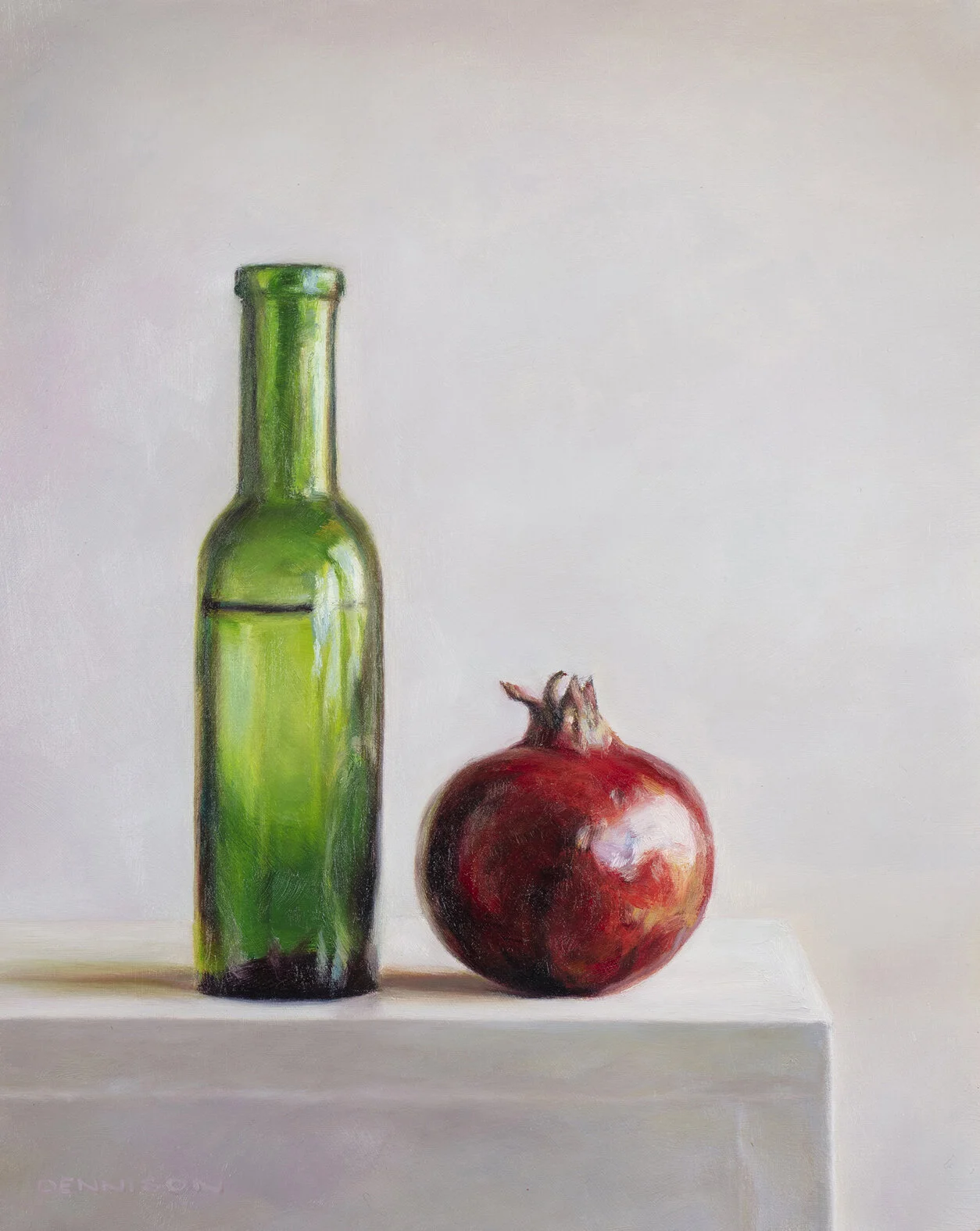 Pomegranate and Green BottleOil on Panel, 25.3 x 20.3cm, Framed, SOLD