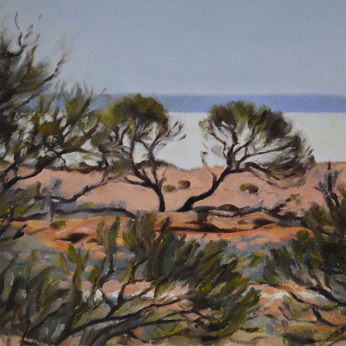 Lake HartOil on Paper, framed, 15.9 x 15.9cm, SOLD