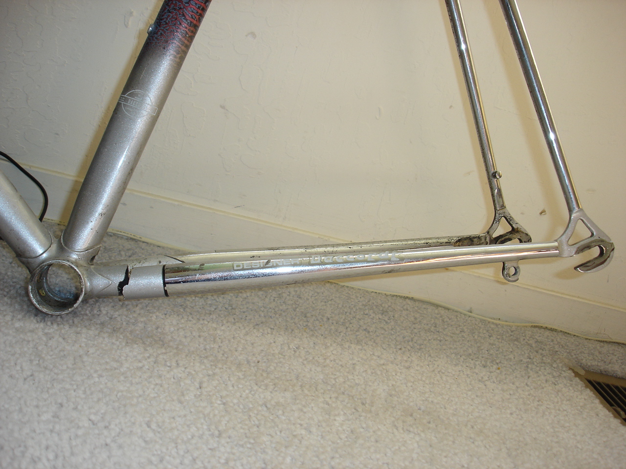 Here it is busted. A broken left chainstay is less common.