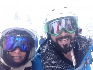 Hutch and I ready to ski the mountain in it’s most pristine state.