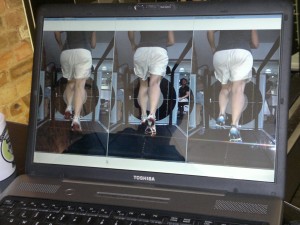 Gait analysis by video proof showing my pronation in three different running shoes.