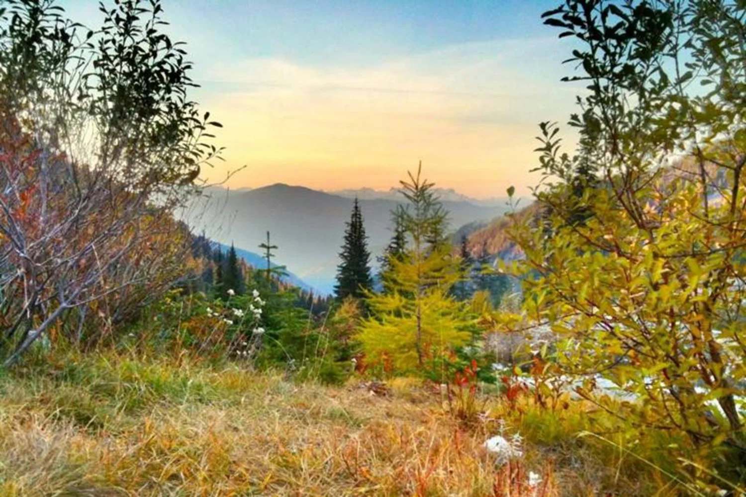 An autumnal view of your heliski terrain courtesy of Snowater Heliskiing.