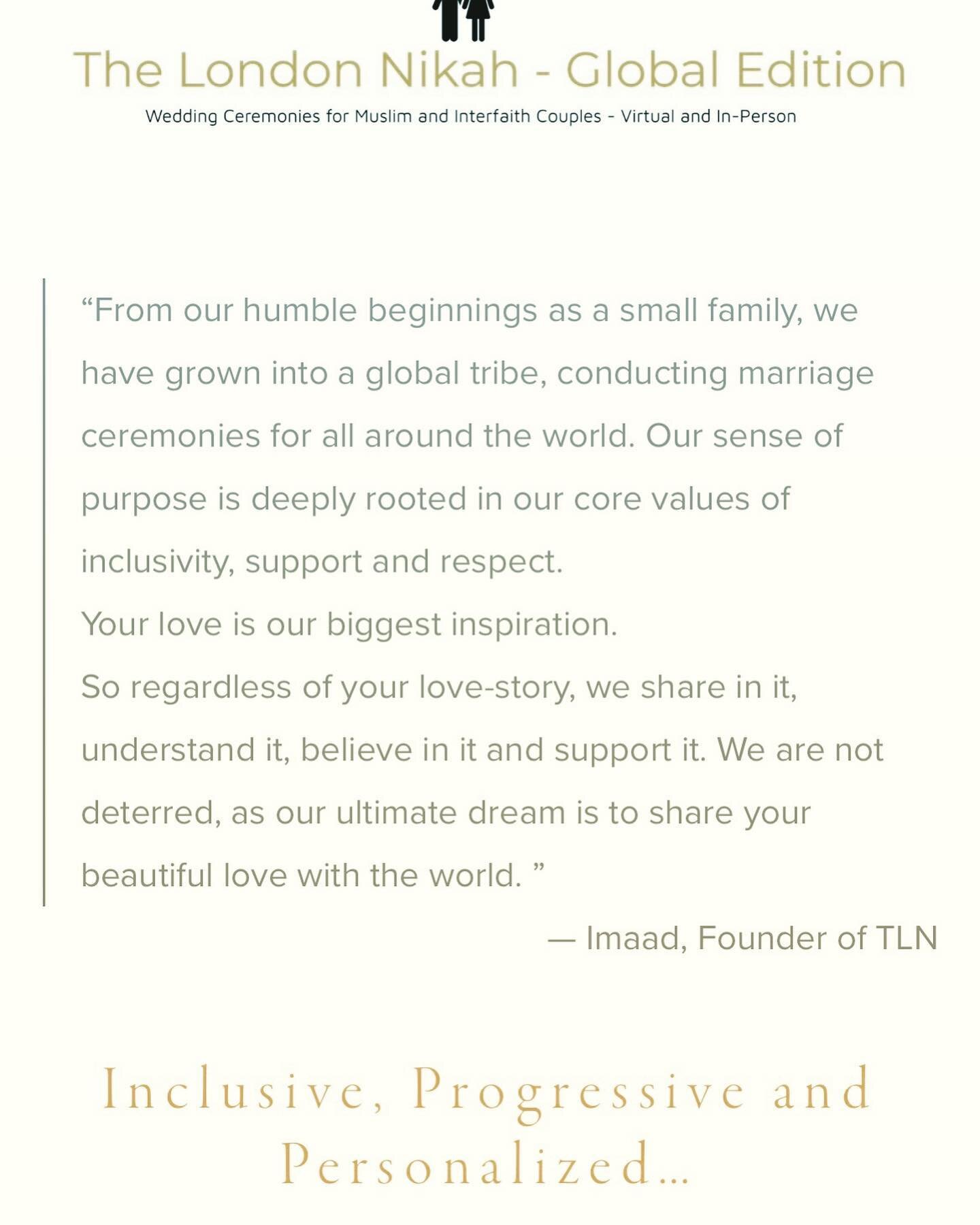 &ldquo;From our humble beginnings as a small family, we have grown into a global tribe, conducting marriage ceremonies for all around the world. Our sense of purpose is deeply rooted in our core values of inclusivity, support and respect.
Your love i