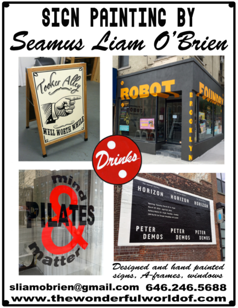 Sign painting flyer with the name Seamus Liam O'Brien on it