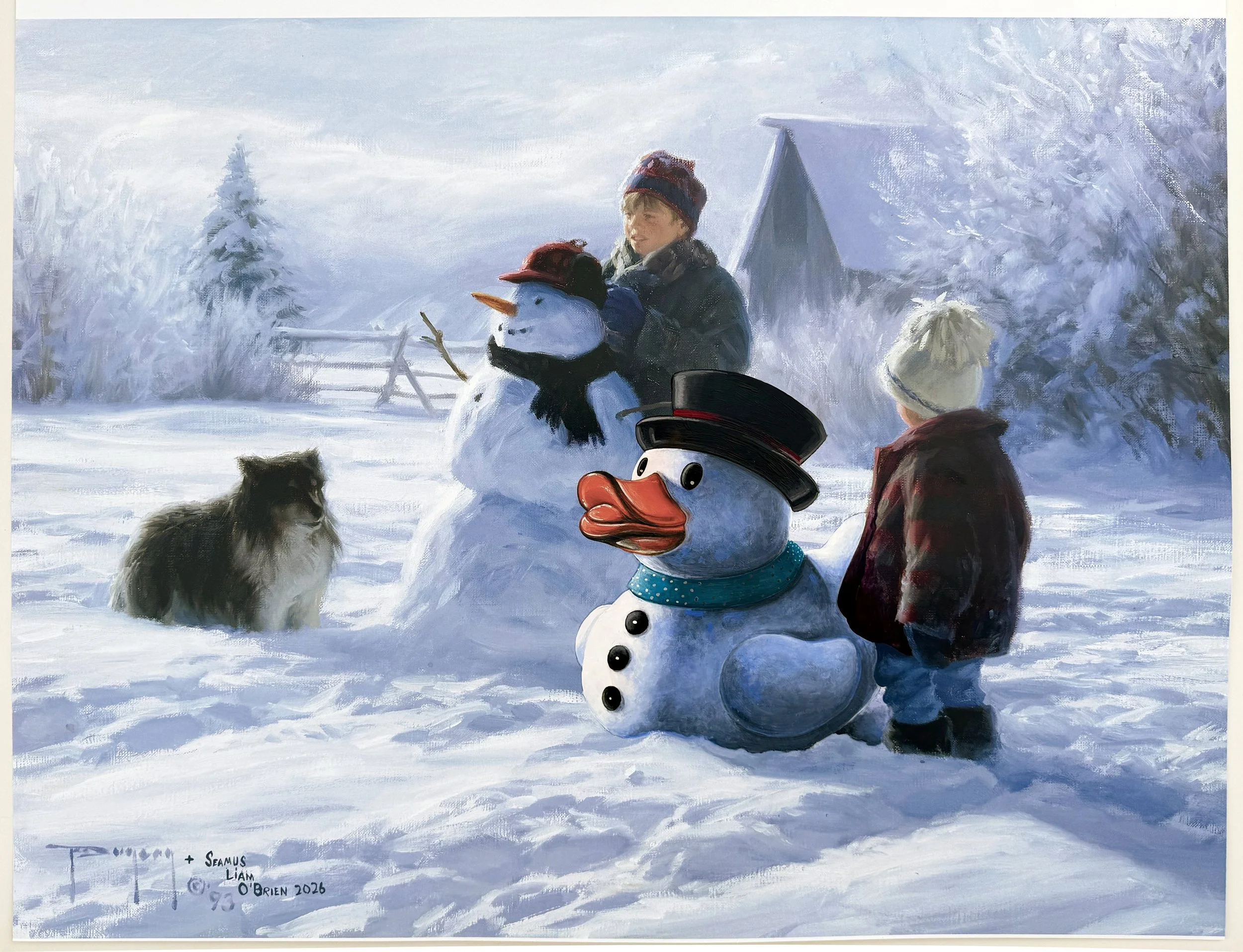 Thrift Store Painting Collaboration Continues - Upcycling Robert Duncan 'Winter Friends'  