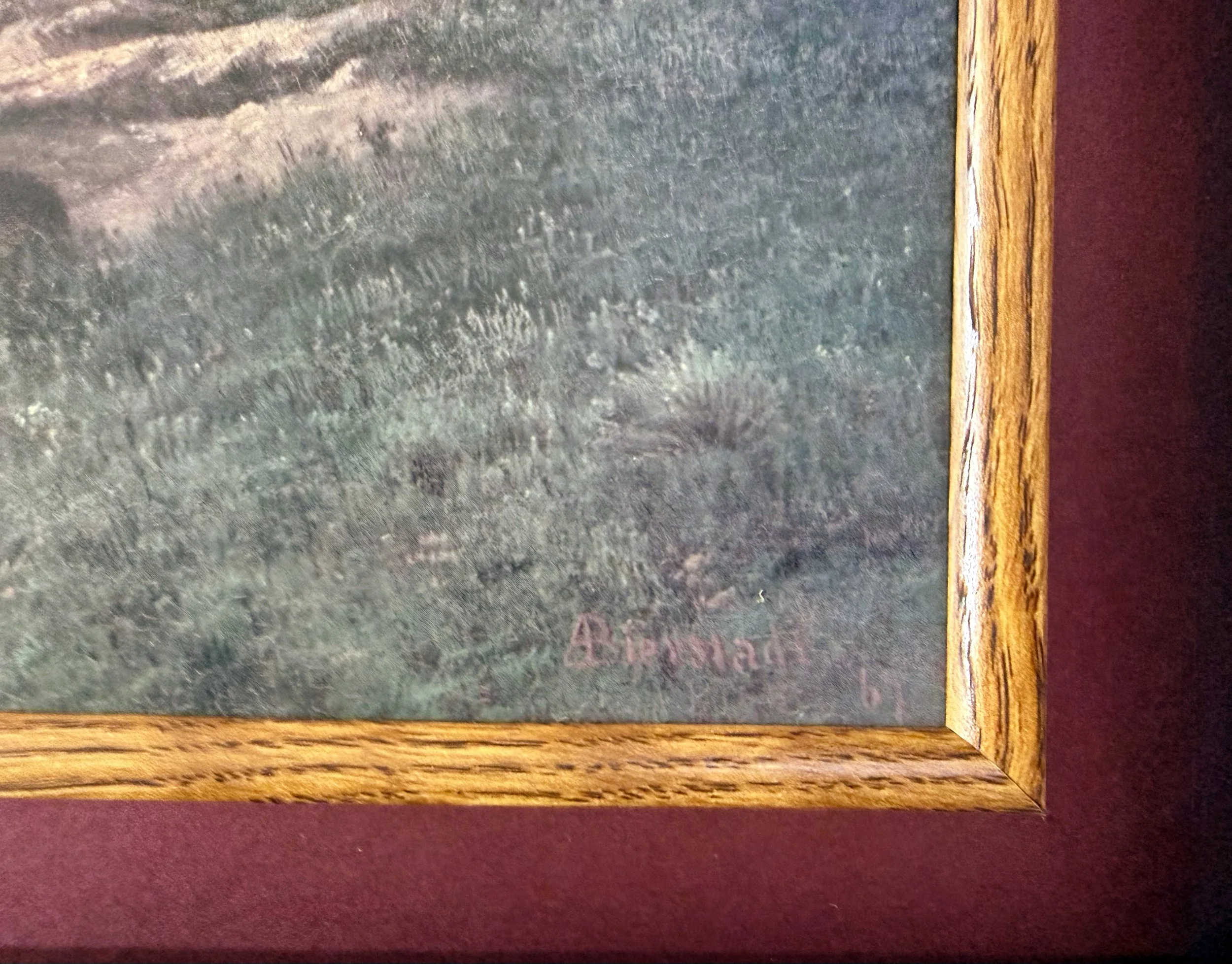 Detail of an artist's signature on a painting - ABierstadt 67