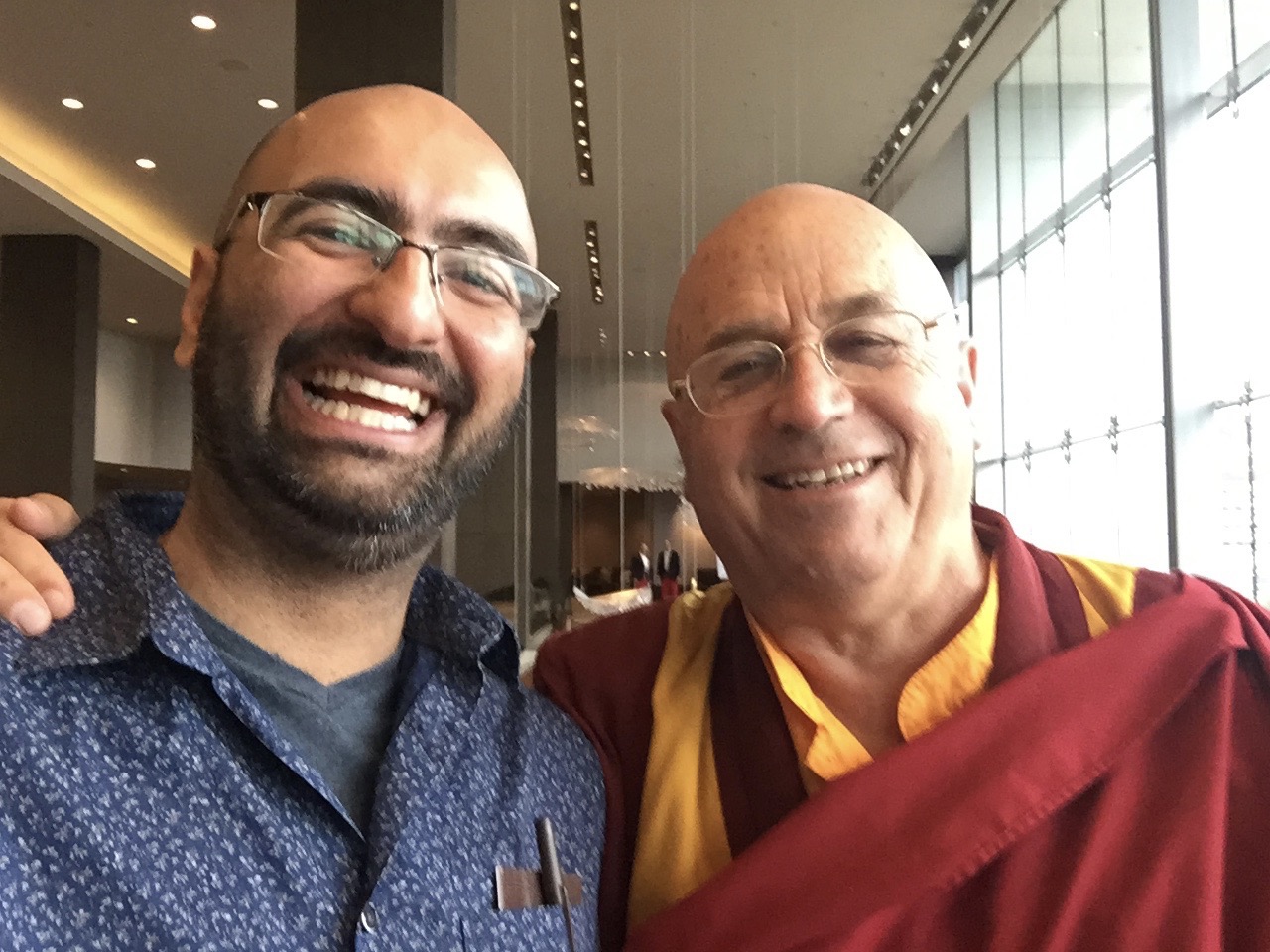 Shamash with matthieu ricard, french translator for the dalai lama, and often quoted as the world's happiest human being