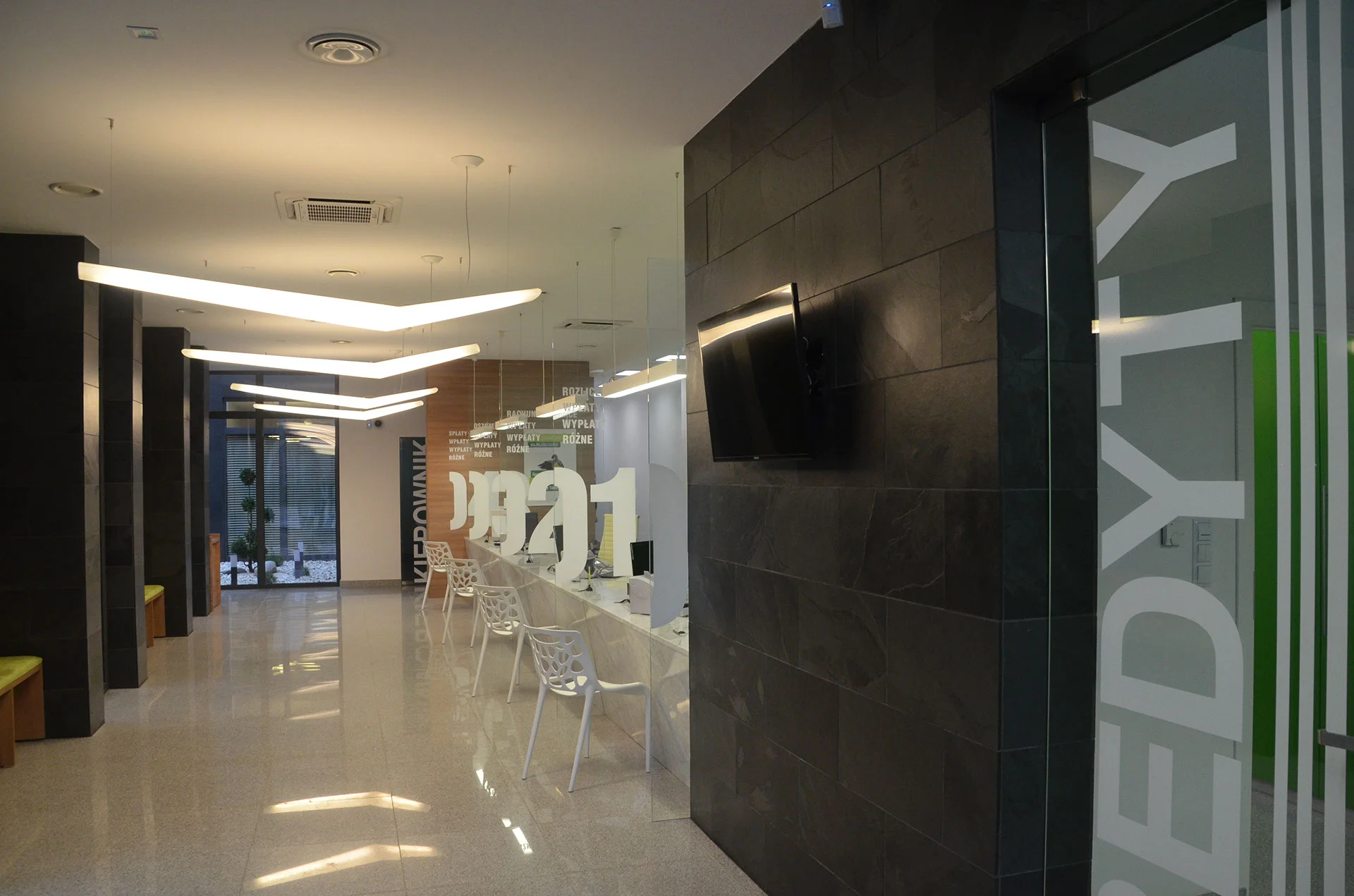 Projekt sali obsługi banku