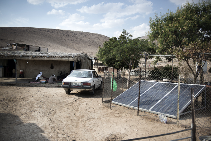 The solar panels installed in the house of Abu Kordish. Jordan valley bedouin village of Al Korshan. Bedouin village of Al Roshan; Jordan Valley.