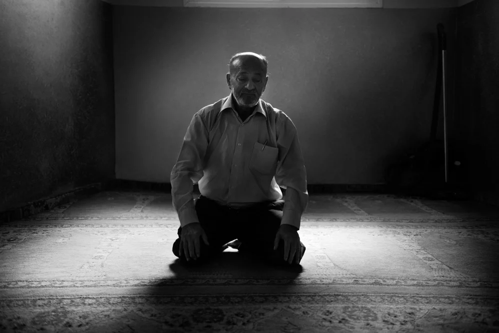  A Palestinian pray in the Mosque of Jbara village. 