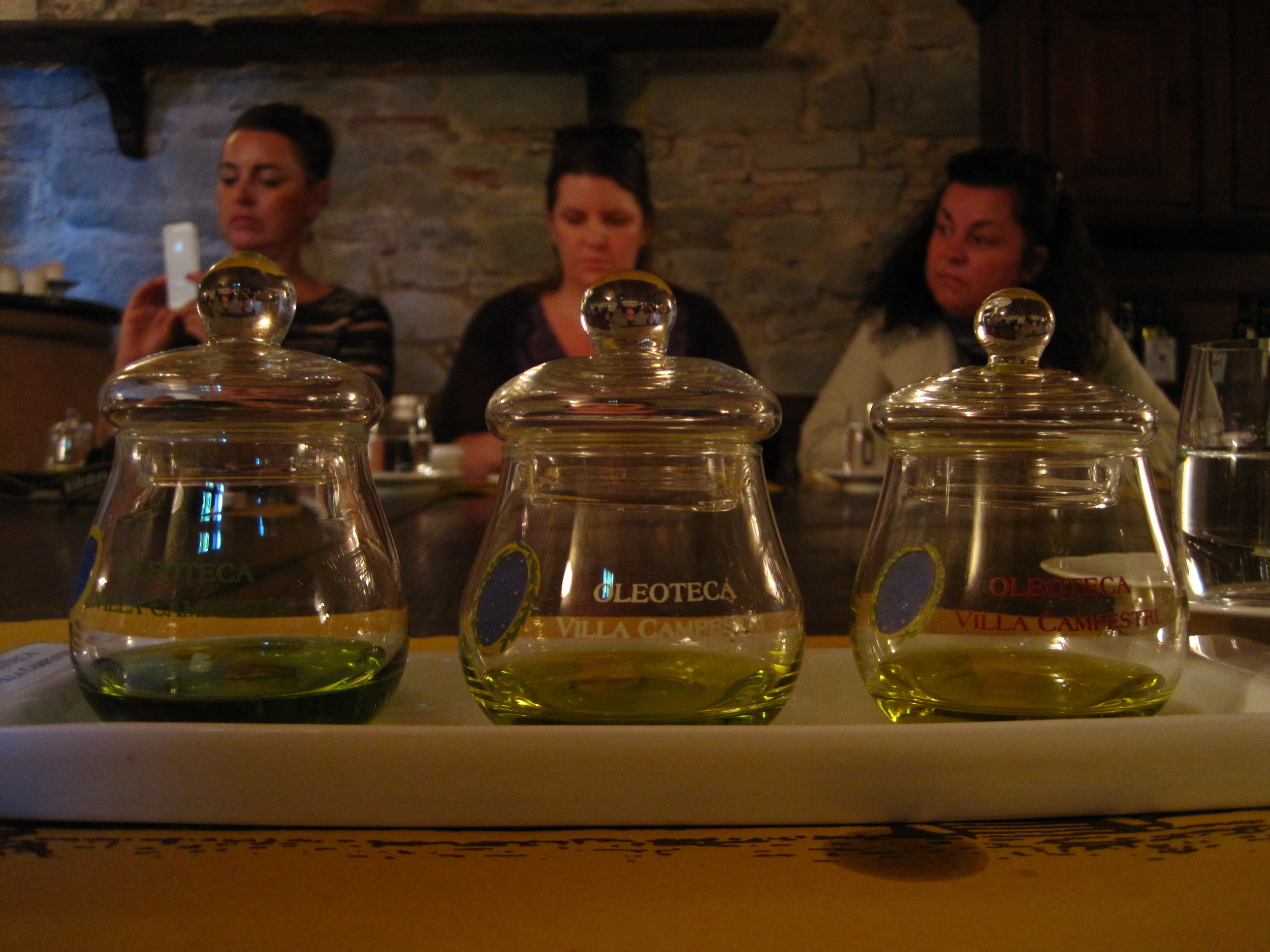 Guided olive oil tasting/sensory analysis at Villa Campestri. Now we know how to pick the good stuff.