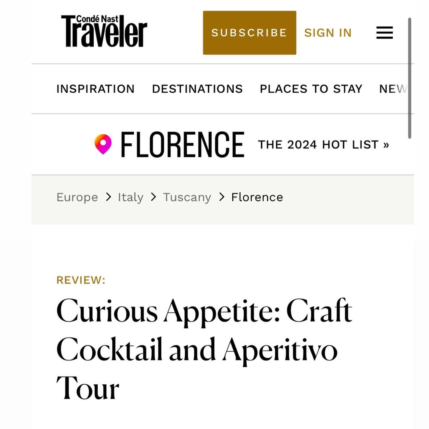 OUR APERITIVO TOUR HAS @CNTRAVELER ENERGY

Curious about the origins of the Negroni and the best stirred ones around Florence? Unique Italian wines with snacks made with thoughtful intention?

This labor of love for the ritual of the Italian aperitiv