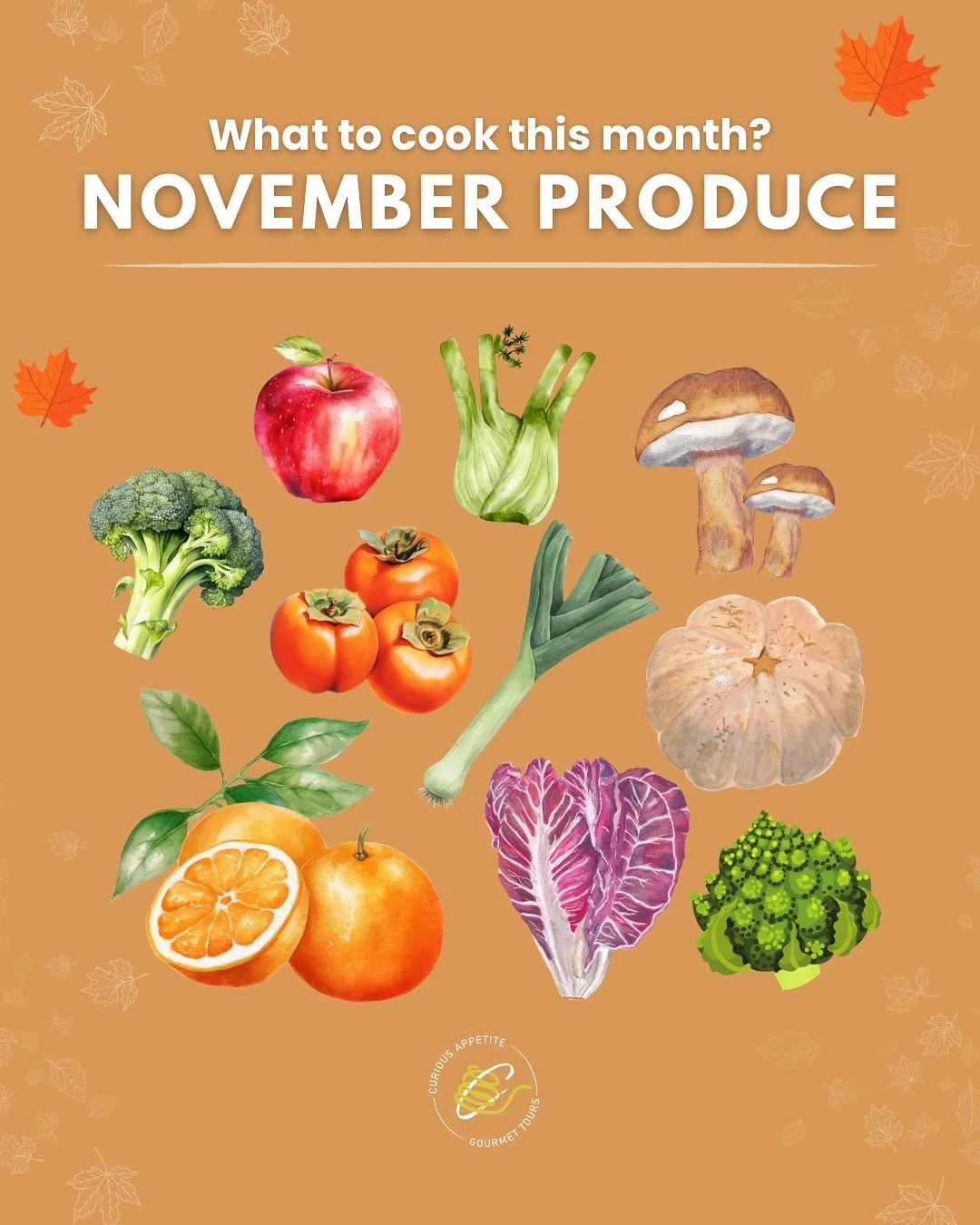 TOMATO WHO?! WHY MISS YOU WHEN THERE IS ALL THIS 🥦🥕🥬🍐🧄🍠🍄&zwj;🟫

Tag someone who loves to shop seasonal produce, or save this post for your next trip 🍐🍇

Italy&rsquo;s markets tell a story every month, and November&rsquo;s is all about comfo