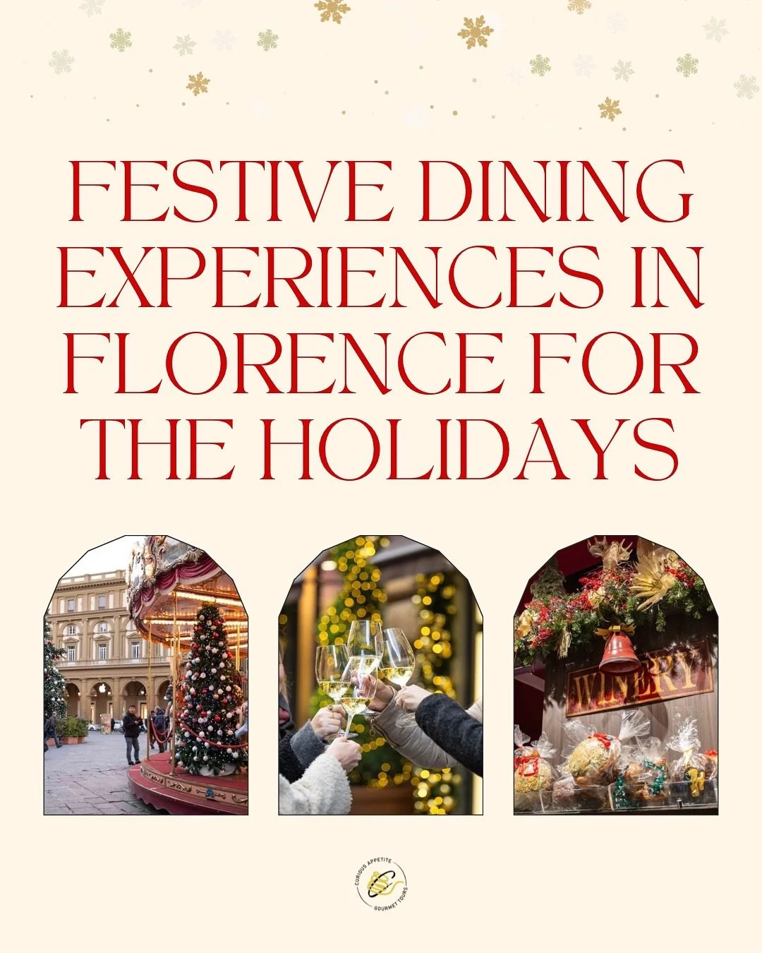 VISITING FLORENCE DURING THE HOLIDAYS?

We take the worry out of food and drink planning with our annual scheduled holiday food tours! 
Spots are limited, book in advance 😅

Our festive food tours turn Florence&rsquo;s sparkly streets into your own 