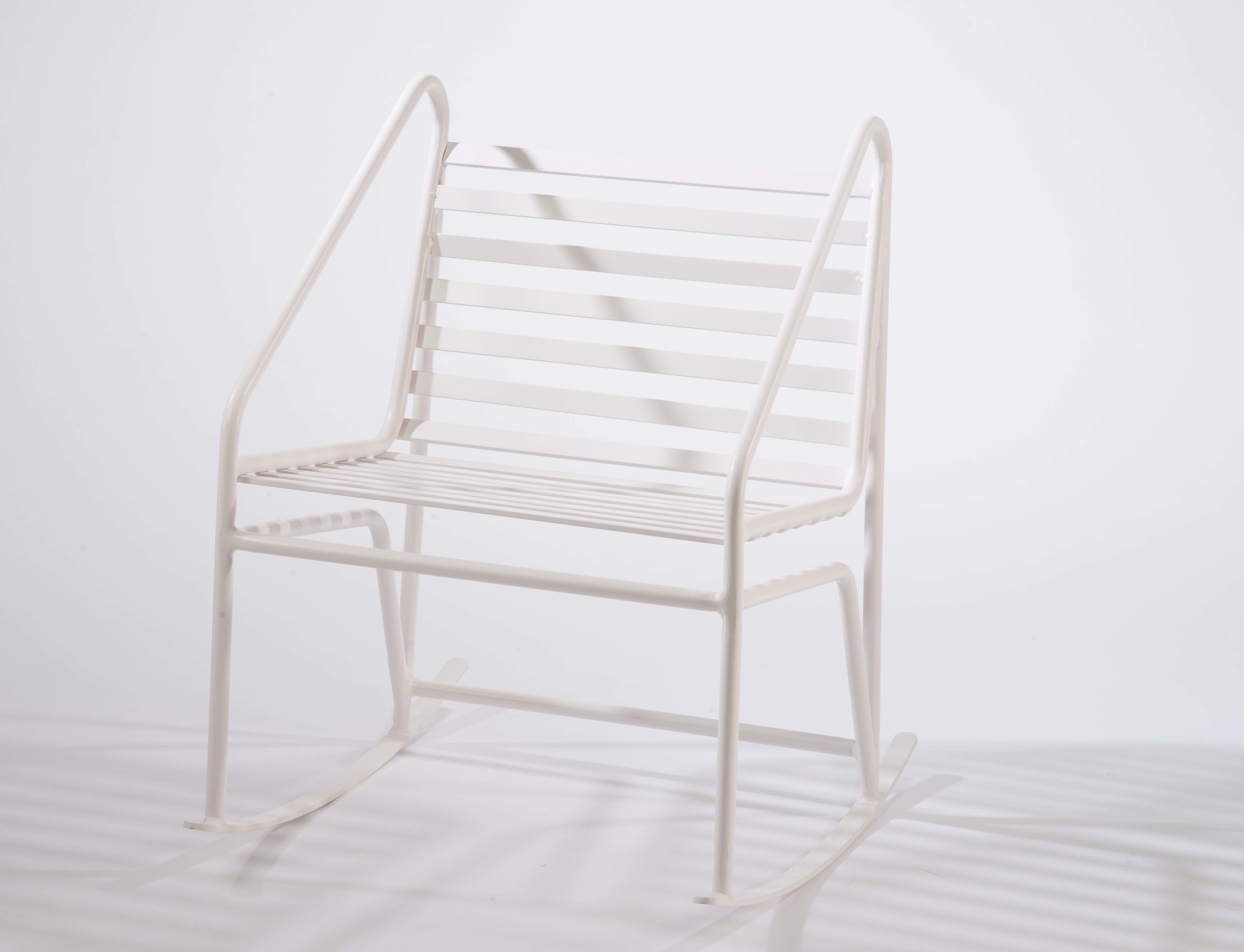  Tube steel, flat stock steel, powder coated  This rocking chair physically embodies echoes, consistency and melody. The form as well as physical interaction with the piece is meant to evoke those three ideas.&nbsp; 