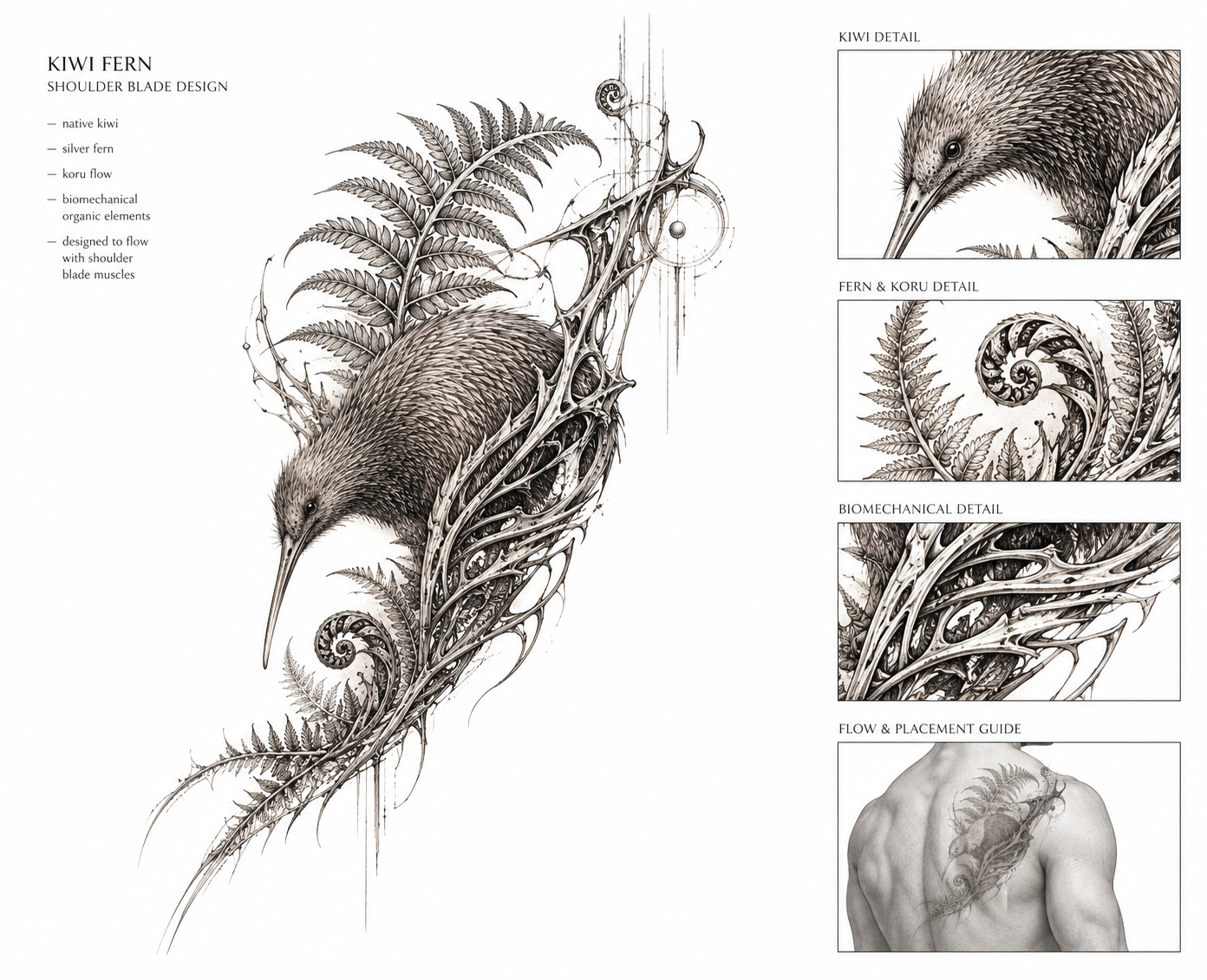 Kiwi fern shoulder blade tattoo design.png