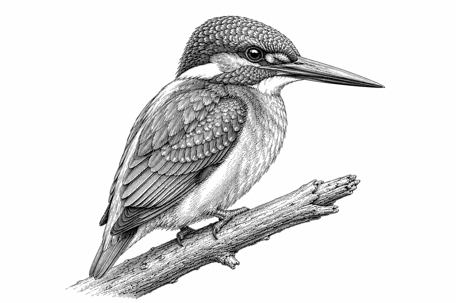 Kingfisher on a textured branch