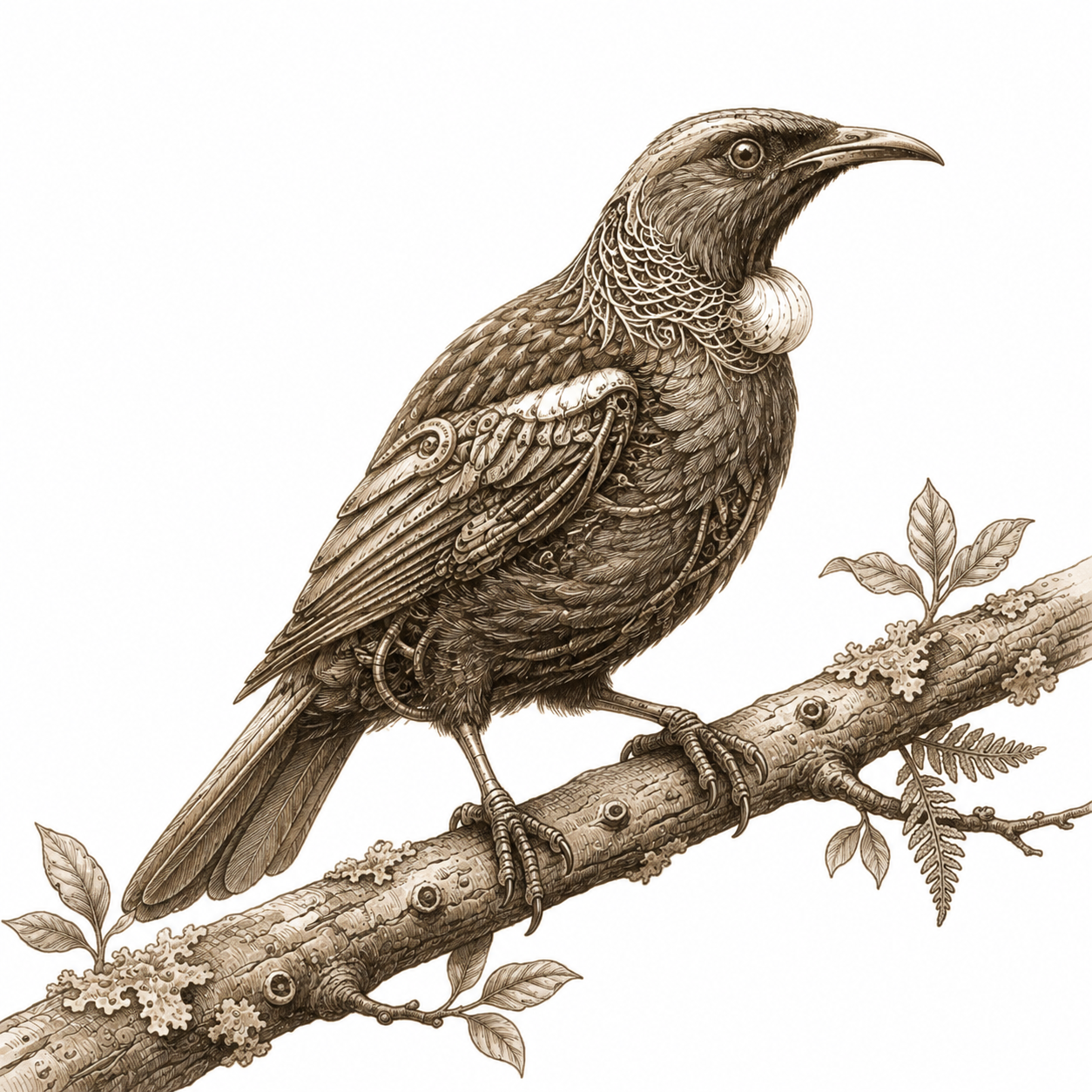 Sepia Biomechanical Tui on Branch.png