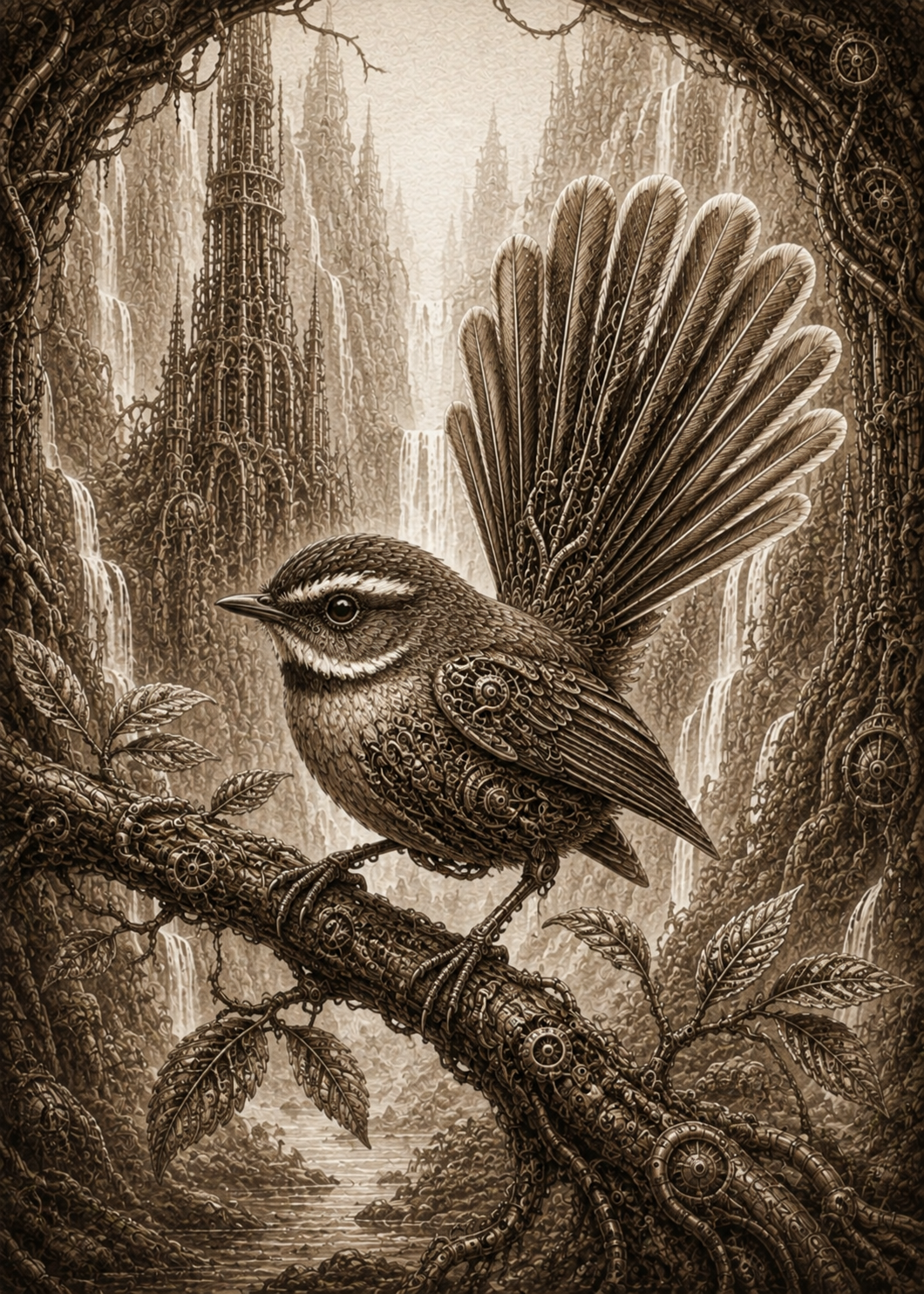 Steampunk Fantail in a Misty Canyon.png